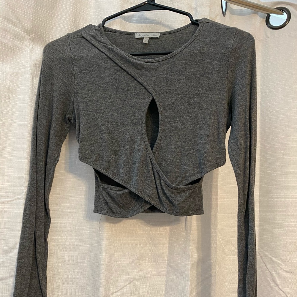 Criss Cross Long Sleeve Crop Top